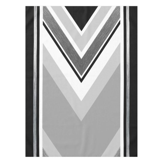 対角の黒とグレーのメタリックなストライプ柄 テーブルクロス (正面)