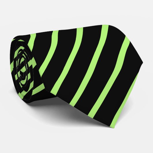 対角の黒とライムグリーンのストライプ ネクタイ (ロール)
