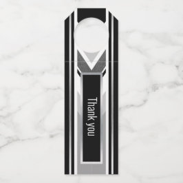 対角の黒、グレー、メタリックなストライプ柄 ボトルネックタグ