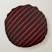 対角エレガント黒レッドストライプモノグラム名 ラウンドクッション (裏面)