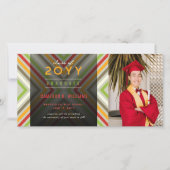 対角カラフルトレンディーストライプ写真卒業 案内状 (正面)