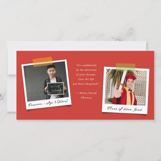 対角カラフルトレンディーストライプ写真卒業 案内状 (裏面)