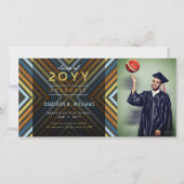 対角カラフルトレンディーストライプ写真卒業 案内状 (正面)