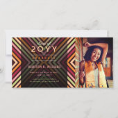 対角カラフルトレンディーストライプ写真卒業 案内状 (正面)