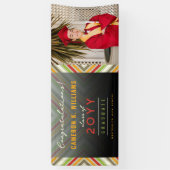 対角カラフルトレンディーストライプ写真卒業 横断幕 (縦)