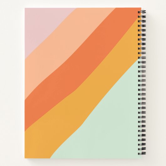 対角カラフルレトロストライプスウィートキャンディパステル ノートブック (裏面)