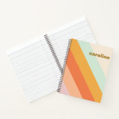対角カラフルレトロストライプパステルパーソナライズされた ノートブック (内部)