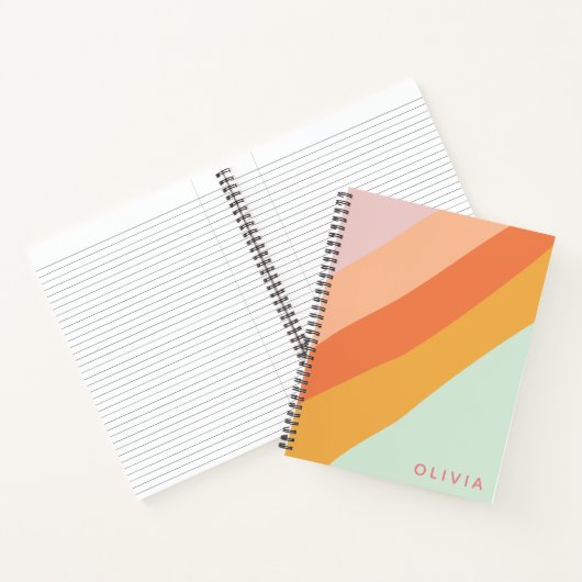 対角カラフルレトロストライプパステルパーソナライズされた ノートブック (内部)