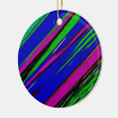 対角グリーンブルーパープルとブラック抽象芸術アート セラミックオーナメント (左)