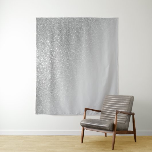 対角グレー銀グリッター勾配グラデーション タペストリー (インサイチュ)