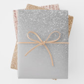 対角グレー銀グリッター勾配グラデーション ラッピングペーパーシート (インサイチュ)