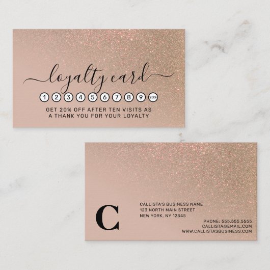 対角シック金ゴールドトープグリッターグラディエントグラデーション ロイヤリティカード (正面/裏面)