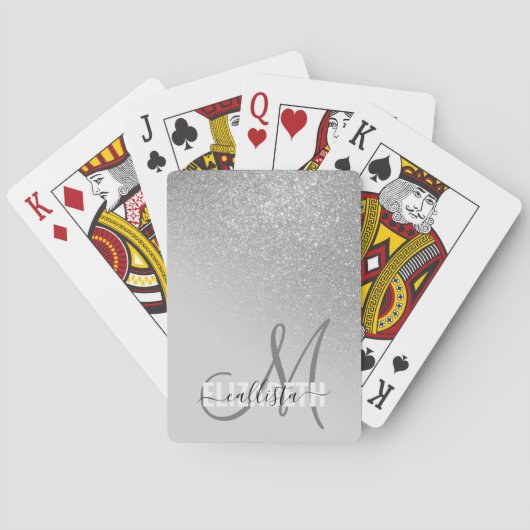 対角シルバーグリッターグラディエントグラデーションモノグラム トランプ (裏面)
