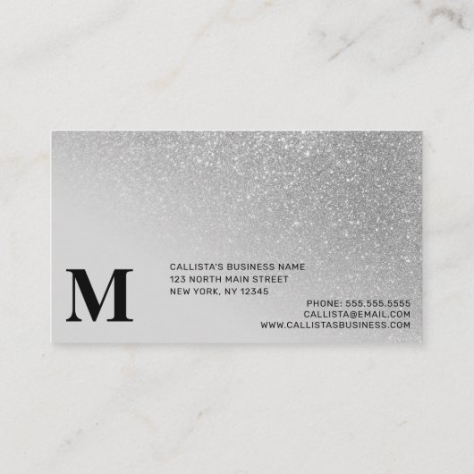 対角シルバーグリッターグラディエントグラデーションモノグラム 名刺 (裏面)