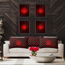 対角スタイリッシュ黒レッドストライプモノグラム名