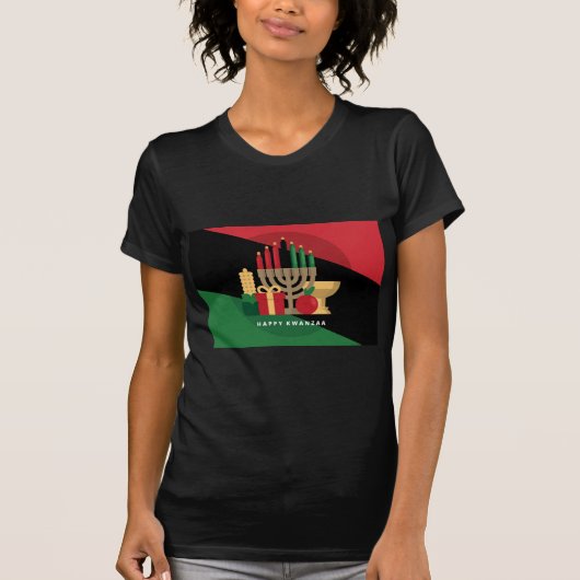 対角ストライプハッピークワンザ Tシャツ (正面)