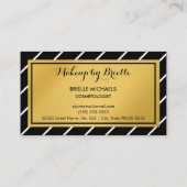 対角ストライプフローラフェイク金ゴールドメイクアップ 名刺 (裏面)