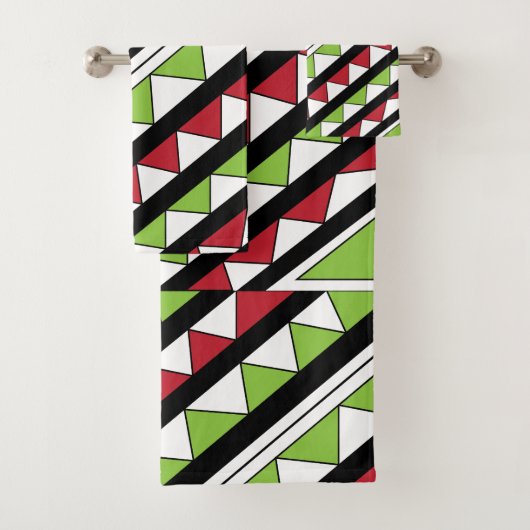 対角ストライプ三角形パターン バスタオルセット (インサイチュ)
