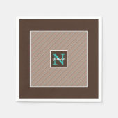 対角ストライプ線パターンモノグラムID596 スタンダードカクテルナプキン (正面)