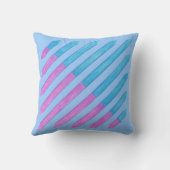 対角ストライプ線ピンクと青の枕 クッション (裏面)