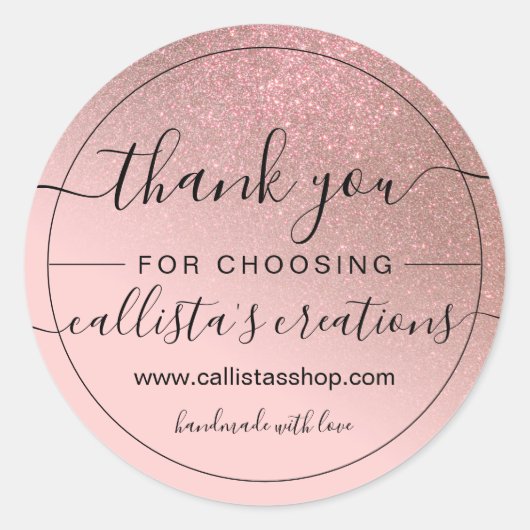 対角バラ金ゴールド赤面ピンクグラデーションサンキュー ラウンドシール (正面)