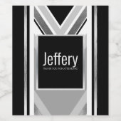 対角ブラック、グレー、メタリックストライプのプリントワイン ワインラベル (シングルラベル)