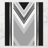 対角ブラック、グレー、メタリックストライプのプリント ワインラベル (シングルラベル)