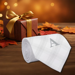 対角プレイドグレーシンプルイニシャル ネクタイ