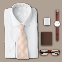 対角プレイドピンクシンプル色イニシャル ネクタイ