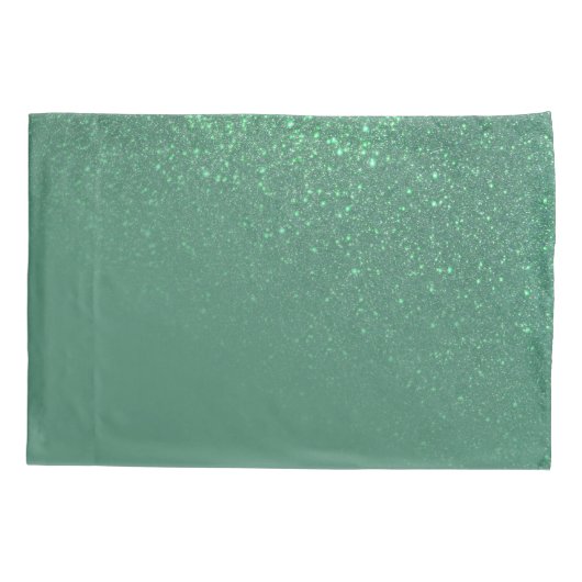 対角マーメイドグリーングリッターグラデーションモノグラム 枕カバー (裏面)