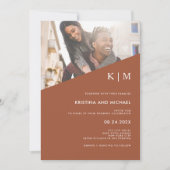 対角モダン線 | Terracotta写真結婚の 招待状 (正面)