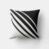 対角抽象芸術ブラック&ホワイトストライプの クッション (裏面)
