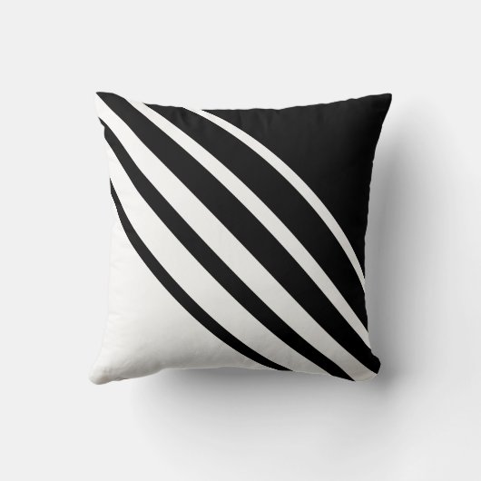 対角抽象芸術ブラック&ホワイトストライプの クッション (裏面)