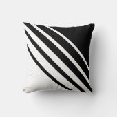 対角抽象芸術ブラック&ホワイトストライプの クッション (正面)