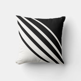 対角抽象芸術ブラック&ホワイトストライプの クッション