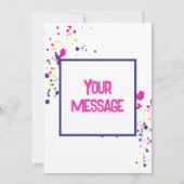 対角紙吹雪ピンク – 黄 – 青デザイン 招待状 (裏面)