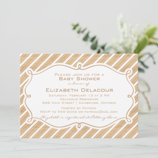 対角素朴ストライプベビーシャワー招待状 招待状 (スタンド正面)