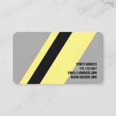 対角線のストライプなリボン色のテーマカバー灰色 名刺 (裏面)