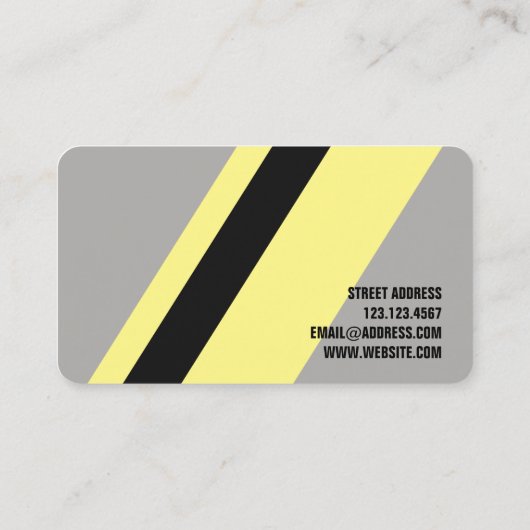 対角線のストライプなリボン色のテーマカバー灰色 名刺 (裏面)