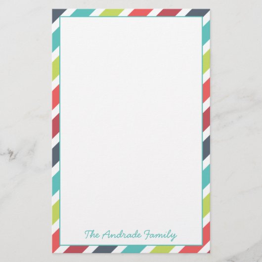 対角線のストライプのボーダーは文房具をカスタマイズ 便箋 (正面)
