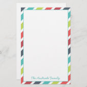 対角線のストライプのボーダーは文房具をカスタマイズ 便箋 (正面/裏面)