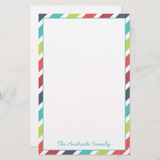 対角線のストライプのボーダーは文房具をカスタマイズ 便箋 (正面/裏面)