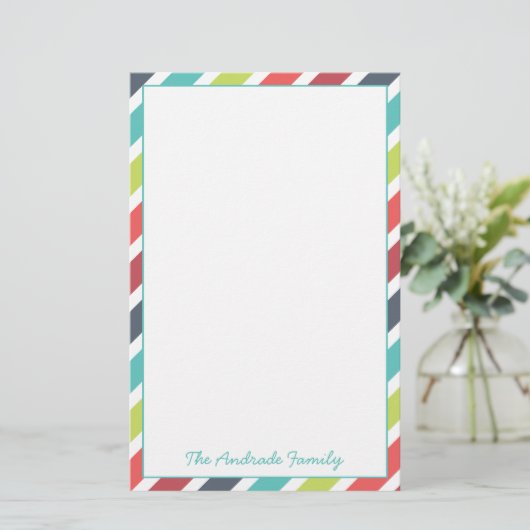 対角線のストライプのボーダーは文房具をカスタマイズ 便箋 (スタンド正面)