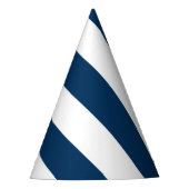 対角線のストライプ:ネイビーブルー パーティーハット (正面)