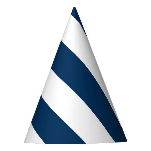 対角線のストライプ:ネイビーブルー パーティーハット (正面)