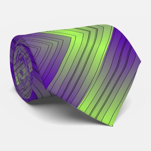 対角線の紫の緑のグラデーションストライプパターン ネクタイ (ロール)