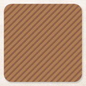 対角線の茶色ストライプ色 スクエアペーパーコースター (正面)