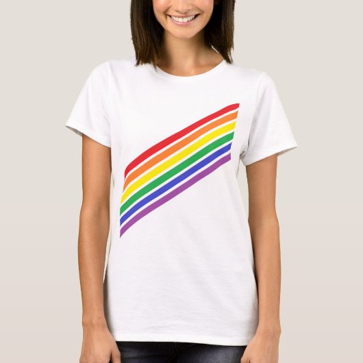 対角線の虹色シャツ Tシャツ (正面)