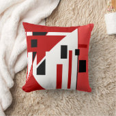 対角線の赤、白黒幾何学的デザイン クッション (ブランケット)