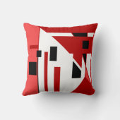 対角線の赤、白黒幾何学的デザイン クッション (裏面)